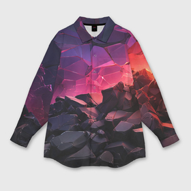 Мужская рубашка oversize 3D с принтом Темные фиолетовые камни текстура в Кировске,  |  | 