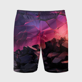 Мужские шорты спортивные с принтом Темные фиолетовые камни текстура в Кировске,  |  | 