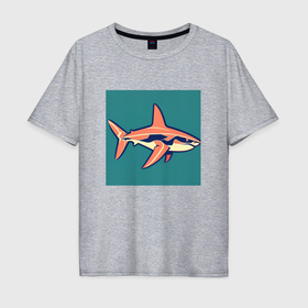 Мужская футболка хлопок Oversize Акула арт: в Ухте, 100% хлопок | свободный крой, круглый ворот, “спинка” длиннее передней части |