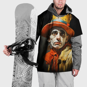 Накидка на куртку 3D с принтом Старый грустный клоун в Белгороде, 100% полиэстер |  | 