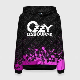 Женская толстовка 3D с принтом Ozzy Osbourne rock legends посередине в Ухте, 100% полиэстер  | двухслойный капюшон со шнурком для регулировки, мягкие манжеты на рукавах и по низу толстовки, спереди карман-кенгуру с мягким внутренним слоем. | 