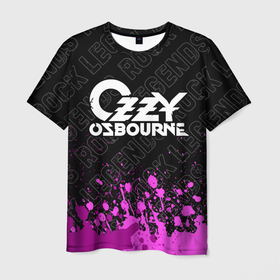 Мужская футболка 3D с принтом Ozzy Osbourne rock legends посередине в Тюмени, 100% полиэфир | прямой крой, круглый вырез горловины, длина до линии бедер | 