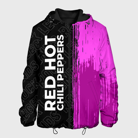 Мужская куртка 3D с принтом Red Hot Chili Peppers rock legends по вертикали в Новосибирске, ткань верха — 100% полиэстер, подклад — флис | прямой крой, подол и капюшон оформлены резинкой с фиксаторами, два кармана без застежек по бокам, один большой потайной карман на груди. Карман на груди застегивается на липучку | Тематика изображения на принте: 