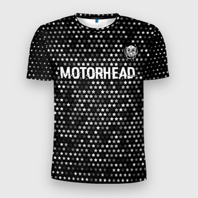 Мужская футболка 3D Slim с принтом Motorhead glitch на темном фоне посередине в Курске, 100% полиэстер с улучшенными характеристиками | приталенный силуэт, круглая горловина, широкие плечи, сужается к линии бедра | 