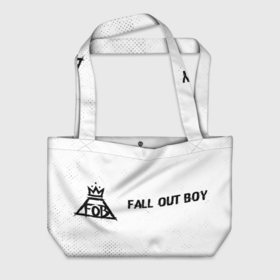 Пляжная сумка 3D с принтом Fall Out Boy glitch на светлом фоне по горизонтали в Санкт-Петербурге, 100% полиэстер | застегивается на металлическую кнопку; внутренний карман застегивается на молнию. Стенки укреплены специальным мягким материалом, чтобы защитить содержимое от несильных ударов
 | 