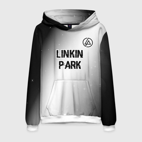 Мужская толстовка 3D с принтом Linkin Park glitch на светлом фоне посередине в Курске, 100% полиэстер | двухслойный капюшон со шнурком для регулировки, мягкие манжеты на рукавах и по низу толстовки, спереди карман-кенгуру с мягким внутренним слоем. | Тематика изображения на принте: 