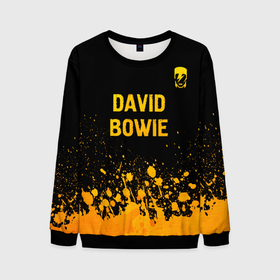 Мужской свитшот 3D с принтом David Bowie   gold gradient посередине в Тюмени, 100% полиэстер с мягким внутренним слоем | круглый вырез горловины, мягкая резинка на манжетах и поясе, свободная посадка по фигуре | Тематика изображения на принте: 