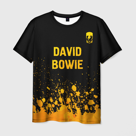 Мужская футболка 3D с принтом David Bowie   gold gradient посередине в Кировске, 100% полиэфир | прямой крой, круглый вырез горловины, длина до линии бедер | 