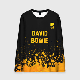 Мужской лонгслив 3D с принтом David Bowie   gold gradient посередине в Тюмени, 100% полиэстер | длинные рукава, круглый вырез горловины, полуприлегающий силуэт | Тематика изображения на принте: 