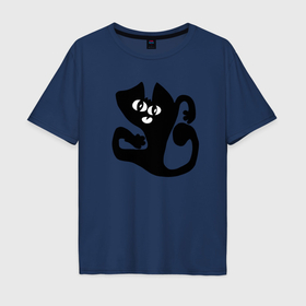 Мужская футболка хлопок Oversize с принтом Абстракция кота в Екатеринбурге, 100% хлопок | свободный крой, круглый ворот, “спинка” длиннее передней части | 