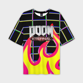 Мужская футболка oversize 3D с принтом Doom Eternal retro game ,  |  | Тематика изображения на принте: 