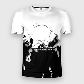 Мужская футболка 3D Slim с принтом Kojima Productions black flame в Курске, 100% полиэстер с улучшенными характеристиками | приталенный силуэт, круглая горловина, широкие плечи, сужается к линии бедра | Тематика изображения на принте: 