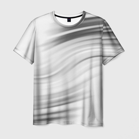 Мужская футболка 3D с принтом Бело серый абстрактный узор дымчатый в Тюмени, 100% полиэфир | прямой крой, круглый вырез горловины, длина до линии бедер | 