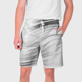 Мужские шорты 3D с принтом Бело серый абстрактный узор дымчатый в Санкт-Петербурге,  полиэстер 100% | прямой крой, два кармана без застежек по бокам. Мягкая трикотажная резинка на поясе, внутри которой широкие завязки. Длина чуть выше колен | 