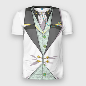 Мужская футболка 3D Slim с принтом Белый мультяшный фрак с шейным платком в Санкт-Петербурге, 100% полиэстер с улучшенными характеристиками | приталенный силуэт, круглая горловина, широкие плечи, сужается к линии бедра | 