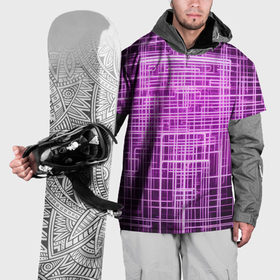 Накидка на куртку 3D с принтом Фиолетовые неоновые полосы киберпанк , 100% полиэстер |  | 