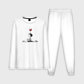 Мужская пижама с лонгсливом хлопок с принтом Медитация на вине в Курске,  |  | Тематика изображения на принте: 