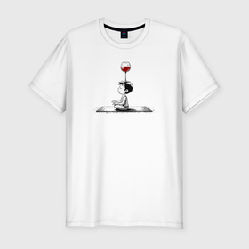 Мужская футболка хлопок Slim с принтом Медитация на вине в Курске, 92% хлопок, 8% лайкра | приталенный силуэт, круглый вырез ворота, длина до линии бедра, короткий рукав | Тематика изображения на принте: 