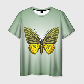 Мужская футболка 3D с принтом Тропическая птицекрылка в Тюмени, 100% полиэфир | прямой крой, круглый вырез горловины, длина до линии бедер | 