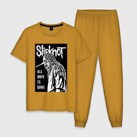 Мужская пижама хлопок с принтом Slipknot   hope is gone в Белгороде, 100% хлопок | брюки и футболка прямого кроя, без карманов, на брюках мягкая резинка на поясе и по низу штанин
 | 