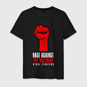 Мужская футболка хлопок с принтом Rage against the machine   fist , 100% хлопок | прямой крой, круглый вырез горловины, длина до линии бедер, слегка спущенное плечо. | 