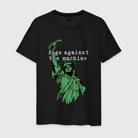 Мужская футболка хлопок с принтом Rage Against   statue of liberty в Санкт-Петербурге, 100% хлопок | прямой крой, круглый вырез горловины, длина до линии бедер, слегка спущенное плечо. | Тематика изображения на принте: 