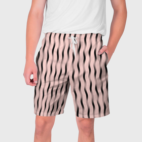 Мужские шорты 3D с принтом Розовый с волнистыми линиями в Тюмени,  полиэстер 100% | прямой крой, два кармана без застежек по бокам. Мягкая трикотажная резинка на поясе, внутри которой широкие завязки. Длина чуть выше колен | 