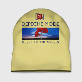 Шапка 3D с принтом Depeche Mode   Music For The Masses title в Новосибирске, 100% полиэстер | универсальный размер, печать по всей поверхности изделия | 