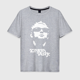 Мужская футболка хлопок Oversize с принтом Linkin Park   Chester head в Петрозаводске, 100% хлопок | свободный крой, круглый ворот, “спинка” длиннее передней части | Тематика изображения на принте: 