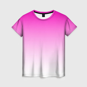 Женская футболка 3D с принтом Розово белый градиент , 100% полиэфир ( синтетическое хлопкоподобное полотно) | прямой крой, круглый вырез горловины, длина до линии бедер | 