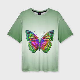 Женская футболка oversize 3D с принтом Неоновая бабочка ,  |  | 