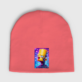 Мужская шапка демисезонная с принтом Cyber Bart Simpson   ai art в Курске,  |  | Тематика изображения на принте: 