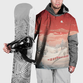 Накидка на куртку 3D с принтом Завораживающий зимний пейзаж в Новосибирске, 100% полиэстер |  | 