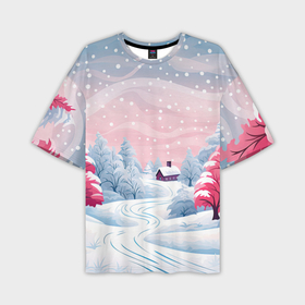 Мужская футболка oversize 3D с принтом Пушистый снегопад в Санкт-Петербурге,  |  | Тематика изображения на принте: 