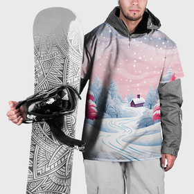 Накидка на куртку 3D с принтом Пушистый снегопад в Курске, 100% полиэстер |  | 