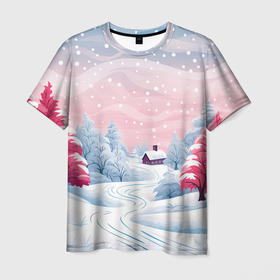 Мужская футболка 3D с принтом Пушистый снегопад в Санкт-Петербурге, 100% полиэфир | прямой крой, круглый вырез горловины, длина до линии бедер | Тематика изображения на принте: 