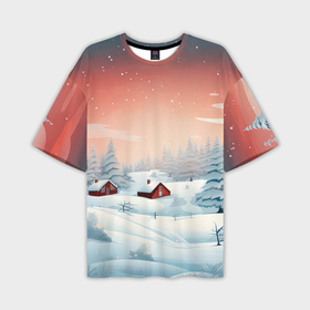 Мужская футболка oversize 3D с принтом Погружение в зимнюю атмосферу в Курске,  |  | Тематика изображения на принте: 