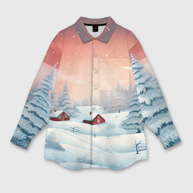 Мужская рубашка oversize 3D с принтом Погружение в зимнюю атмосферу в Курске,  |  | Тематика изображения на принте: 