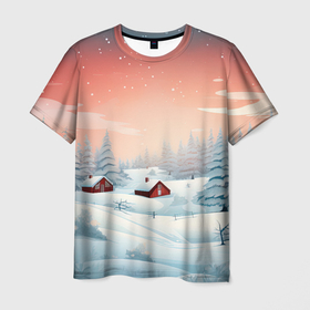 Мужская футболка 3D с принтом Погружение в зимнюю атмосферу в Курске, 100% полиэфир | прямой крой, круглый вырез горловины, длина до линии бедер | Тематика изображения на принте: 