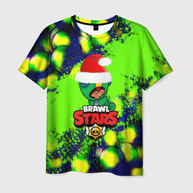 Мужская футболка 3D с принтом Brawl stars leon green color в Екатеринбурге, 100% полиэфир | прямой крой, круглый вырез горловины, длина до линии бедер | 