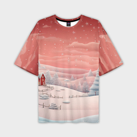 Мужская футболка oversize 3D с принтом Предновогодний снегопад в Санкт-Петербурге,  |  | Тематика изображения на принте: 