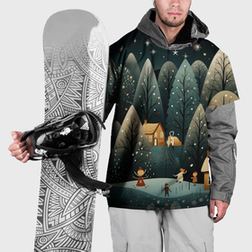 Накидка на куртку 3D с принтом Зимняя страна чудес в Новосибирске, 100% полиэстер |  | Тематика изображения на принте: 