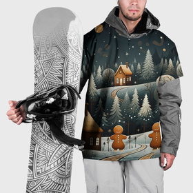 Накидка на куртку 3D с принтом Новогодний хоровод снежинок в Кировске, 100% полиэстер |  | 