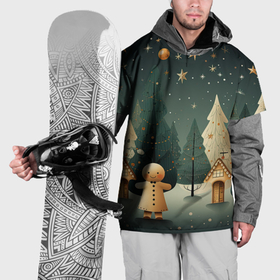 Накидка на куртку 3D с принтом Снежный городок с горками в Тюмени, 100% полиэстер |  | Тематика изображения на принте: 