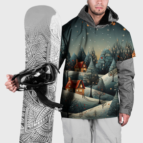 Накидка на куртку 3D с принтом Зимние развлечения на природе в Новосибирске, 100% полиэстер |  | 