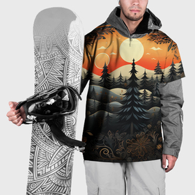 Накидка на куртку 3D с принтом Зимний лес в ожидании праздника в Новосибирске, 100% полиэстер |  | Тематика изображения на принте: 