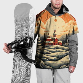 Накидка на куртку 3D с принтом Белоснежные сугробы и зимние забавы в Тюмени, 100% полиэстер |  | 