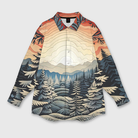 Мужская рубашка oversize 3D с принтом Искрящиеся снежинки в вальсе волшебства в Тюмени,  |  | 