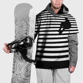 Накидка на куртку 3D с принтом Силуэт на чёрно белом  полосы в Тюмени, 100% полиэстер |  | Тематика изображения на принте: 