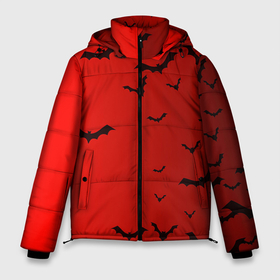 Мужская зимняя куртка 3D с принтом Летучие мыши на красном фоне в Белгороде, верх — 100% полиэстер; подкладка — 100% полиэстер; утеплитель — 100% полиэстер | длина ниже бедра, свободный силуэт Оверсайз. Есть воротник-стойка, отстегивающийся капюшон и ветрозащитная планка. 

Боковые карманы с листочкой на кнопках и внутренний карман на молнии. | 